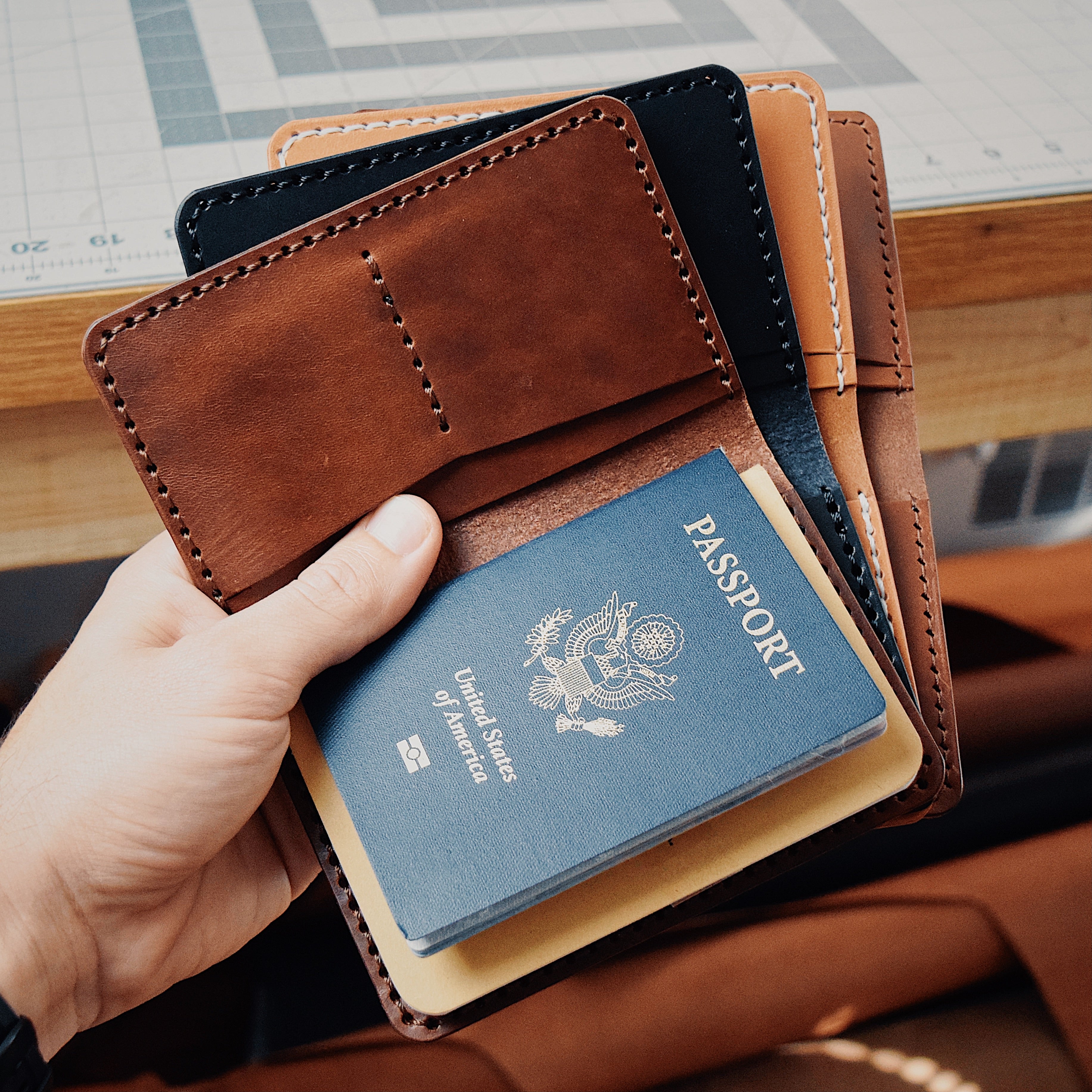 Leather Passport Wallet with option to add personalization — Stitch & Rivet